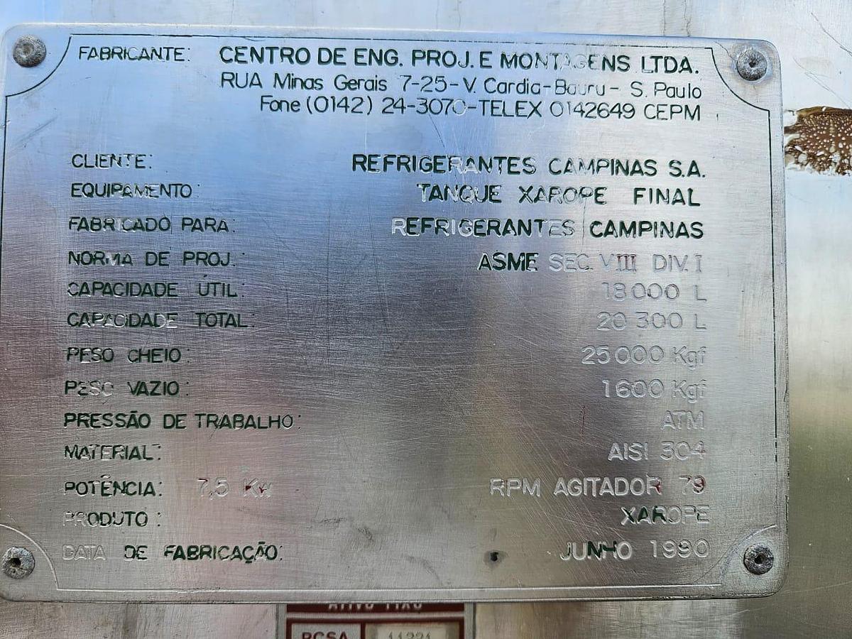 Usado Tanque misturador em aço inox , cap 20.000 Lts