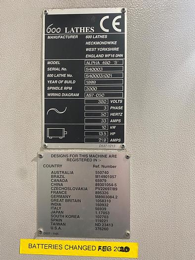 Used 1999 Harrison Alpha 460 S Plus Manual/CNC Lathe