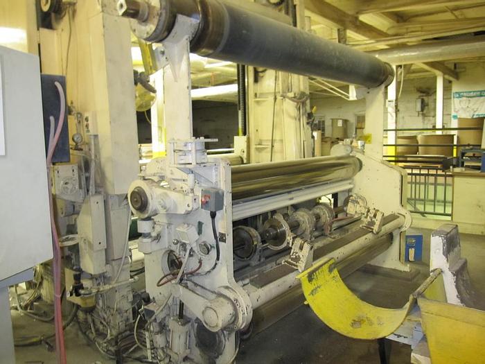 Used Beloit 87" Trim Paper Machine, With Voith Air Pad Headbox 90" Pond, Knockdown Fourdrinier Suction Couch, Suction Press, No Dryer Section, Size Press, 3 Roll Hot, Soft 2500 Pli Calender, Rice Barton Reel, Cameron Winder #27156