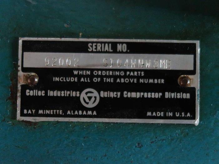 Used QUINCY 490 100 HP ROTARY SCREW AIR COMPRESSOR