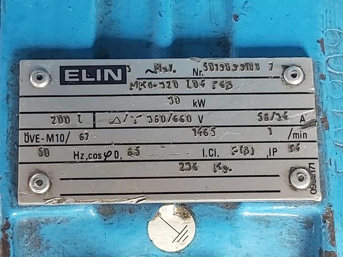 Gebraucht Elektromotor mit Flansch und Fuss, 30 KW, 360/660 V, 1465 rpm, 50Hz, Elin, gebraucht