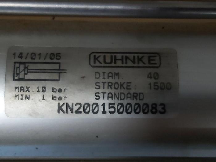 Pneumatic cylinder, Stroke 1500mm, KN20015000083, D 40mm, Kuhnke,  mint condition