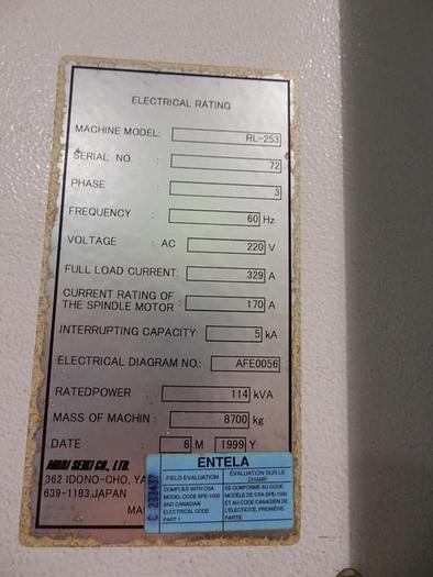 Used MORI SEIKI RL253 TWIN SPINDLE CNC CHUCKER WITH GANTRY LOADER