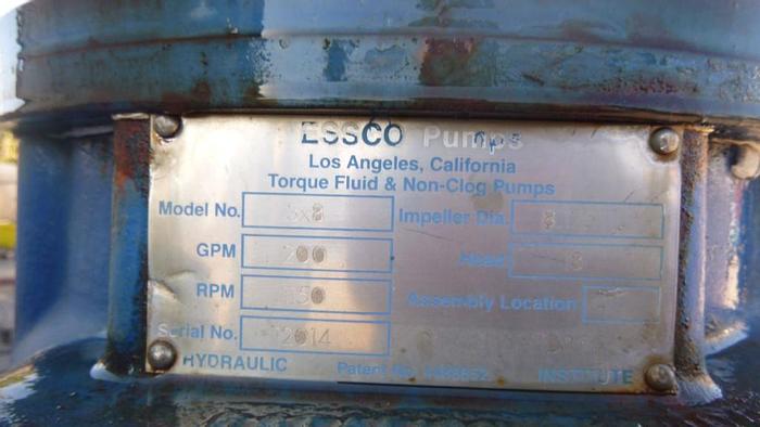 Used Pump, Centrif, 3 HP, C/I, 3" In/Out, ESSCO #S743512