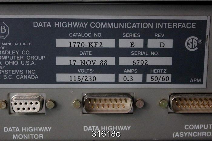 Used Allen Bradley 1770-KF2 Data Highway Communication Interface #31618