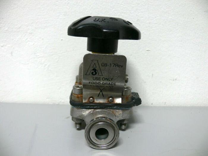 Used Saunders 08-17Rev Stainless Steel Diaphragm Valve w/ 1/2" Sanitary Fitting