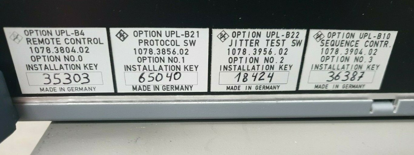 Used Rohde & Schwarz UPL 1078.2008K06 AUDIO ANALYZER W/ OPT UPL-B4 1078.3804.02 OPT N