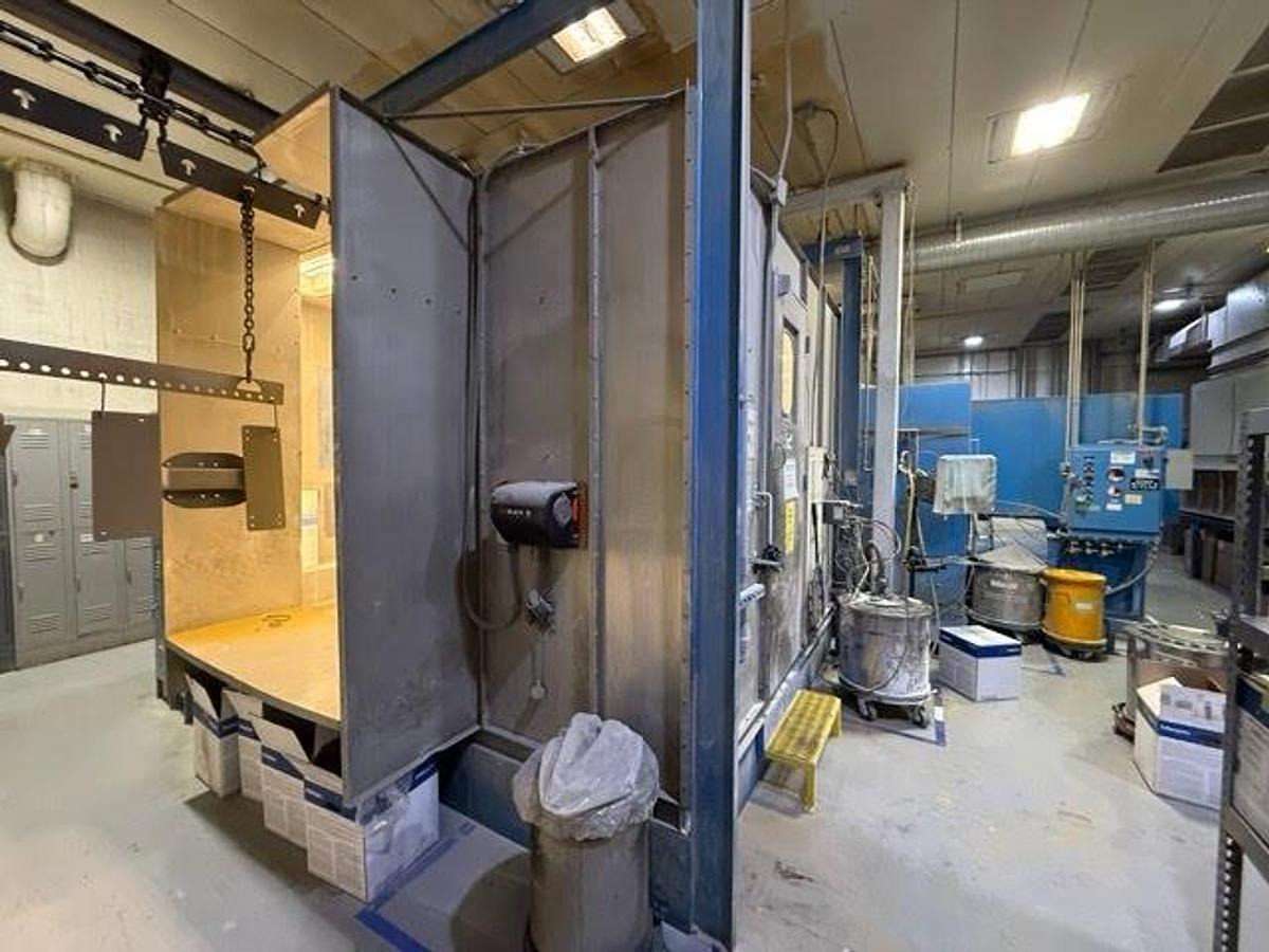 Used Large Inline Powder Booth w/ 5'w X 5'h Part Window