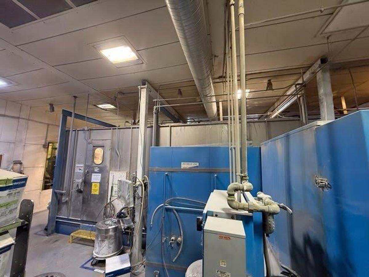Used Large Inline Powder Booth w/ 5'w X 5'h Part Window
