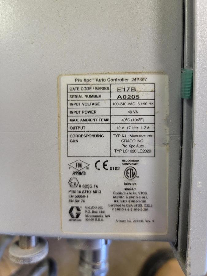 Used 2) Graco Pro Xpc Automatic Electrostatic Controllers w/ Touchscreen Main Controller