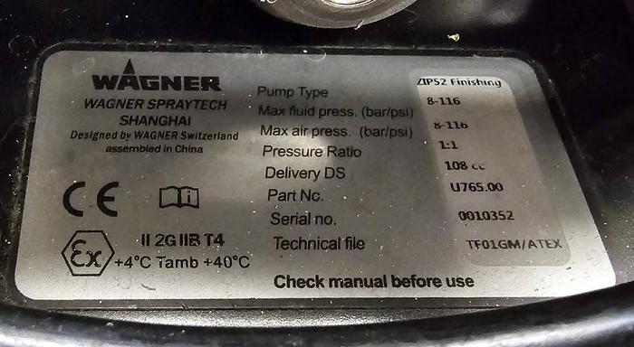 Used Wagner ZIP 52 1:1 Diaphragm Pump