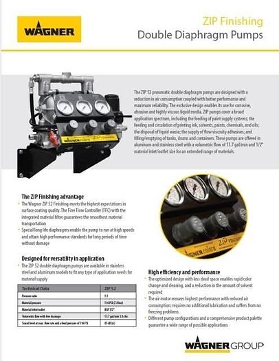 Used Wagner ZIP 52 1:1 Diaphragm Pump
