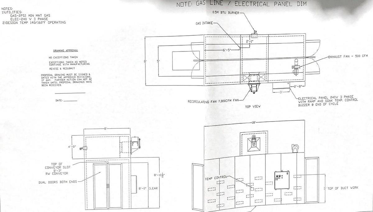 Used 8'h X 5'w X 18' Batch Oven (Interior Dim.) - Doors both ends