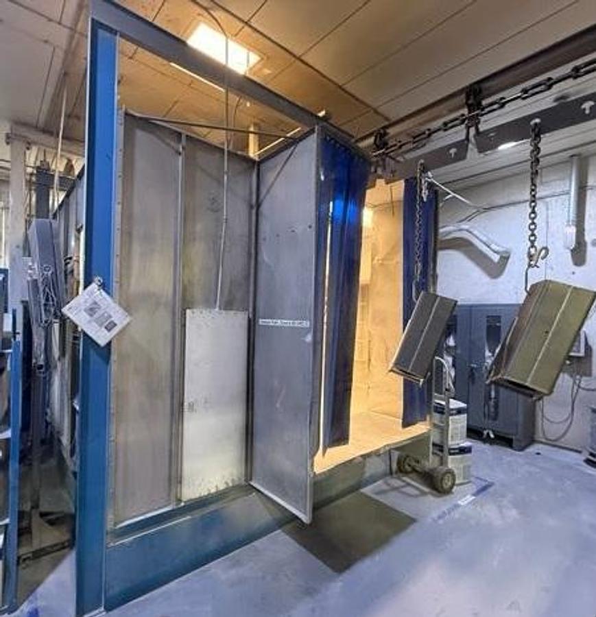 Used Large Inline Powder Booth w/ 5'w X 5'h Part Window