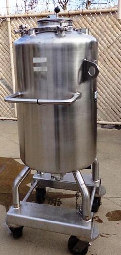 Used Tank, 39 Gallon, 316 Stainless Steel, 20" x 28", 50 PSI, Full Vacuum, DT/DB, #S742799