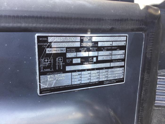 Used 2017 LINDE H25T/600 EVO