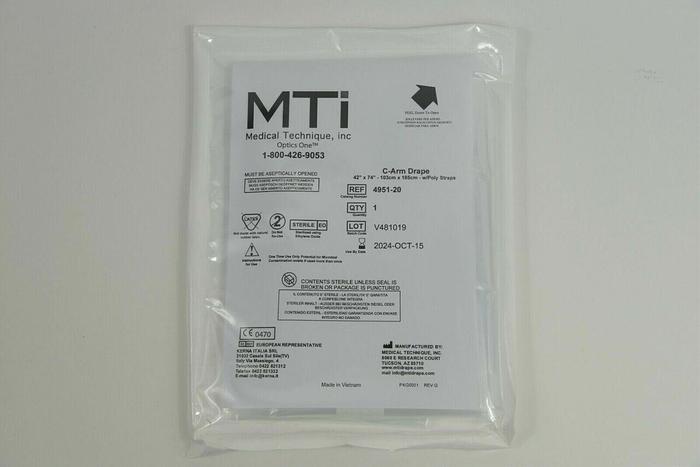 MEDICAL TECHNIQUE 4951-20 C-ARM DRAPE, 42" X 74," 10/BX 