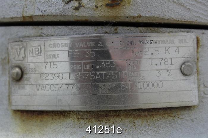 Used Crosby Valve HS 35 2.5x4 Pressure Relief Valve #41251