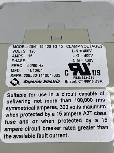Used Superior Electric DIN1-15-120-1G-15