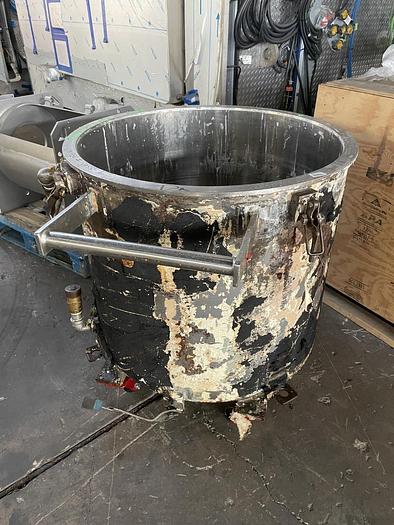 Used 100 GALLON ROSS TRIPLE MOTION MIXER - MODEL PVM-100 - S/S - VACUUM - 2 JACKETED MIX CANS - WITH DISCHARGE RAM