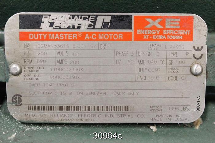 Used Reliance 02MAN33615 G 001 SY 250 Hp Motor #30964