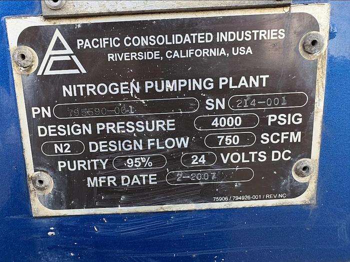 Used MOBILE HIGH PRESSURE NITROGEN MEMBRANE UNIT