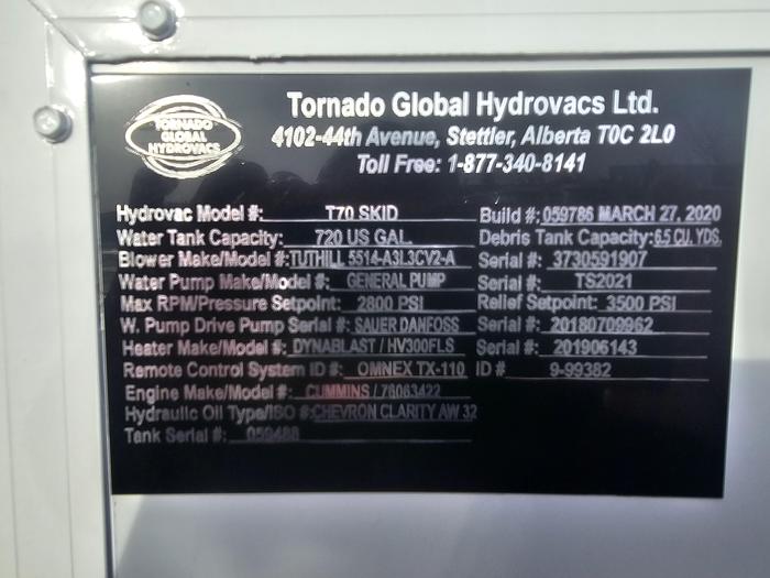 Used Skidded TORNADO hydrovacs