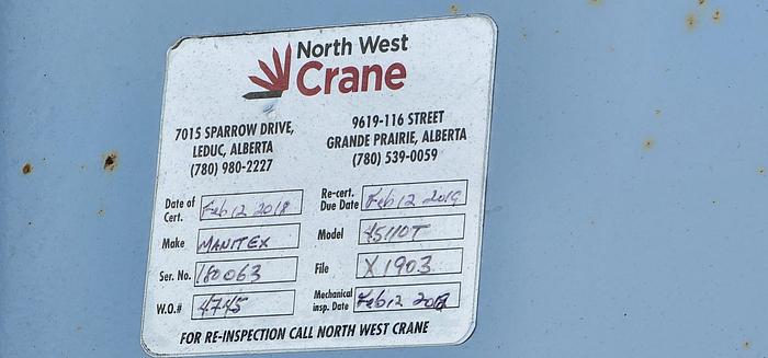 Used MANITEX CRANE 45110T 45 TON LOW MILEAGE
