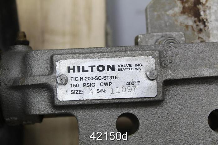 Used Hilton H-200-sc-st316 4" Hand Operated Knife Gate Valve #42150
