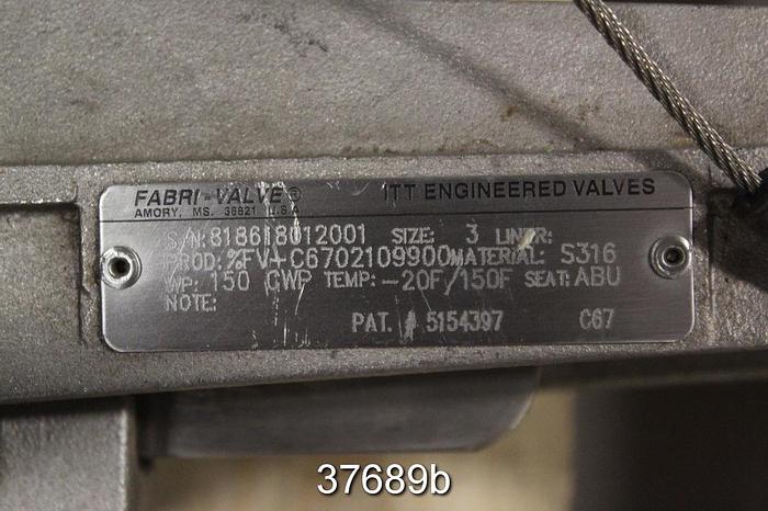 Used Fabri 3" Hand Operated Knife Gate Valve, C67 #37689