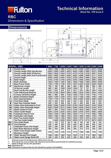 Used 2008 Fulton RBC1250 fuel-fired steam boiler
