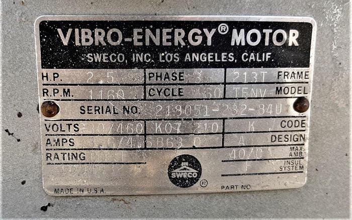 Used Screen, Sweco, 48", S/st, Single Deck, 2.5 HP #S744501