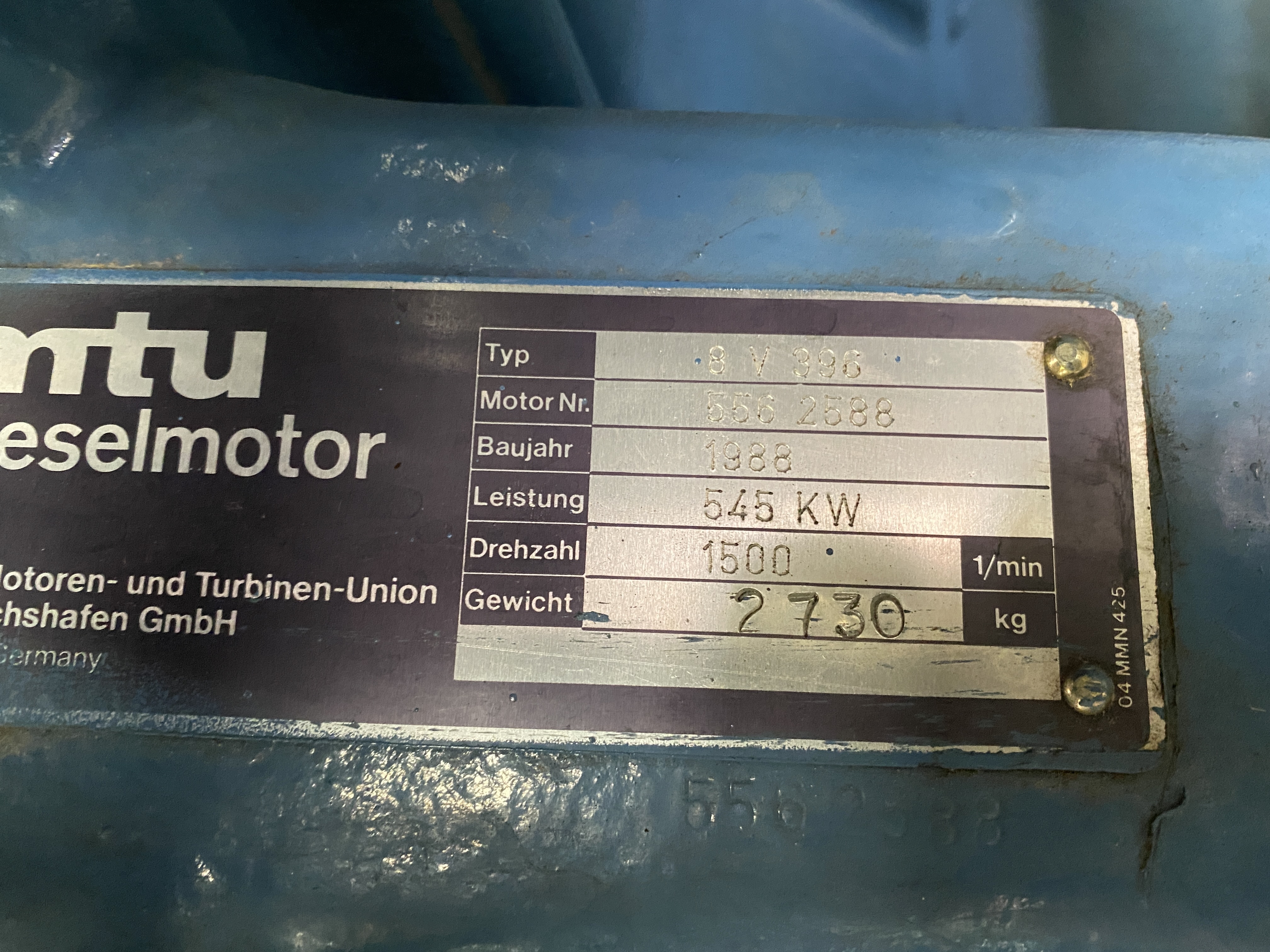 Used MTU 8V-396TC33/34 / A.VAN KAICK 950 KVA  GEN.SET