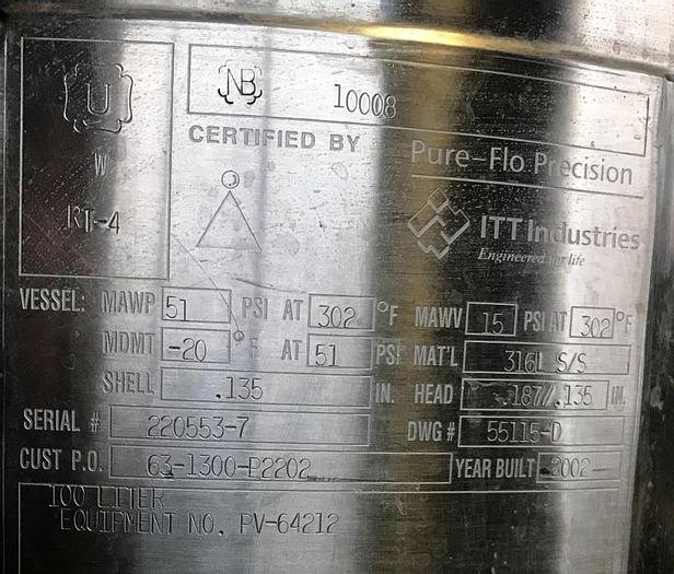 Used Process tank with 100 liter volume