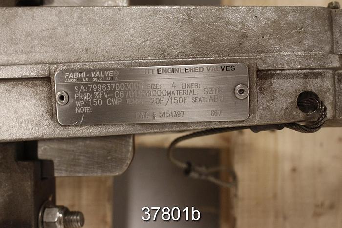 Used Fabri 4" Hand Operated Knife Gate Valve #37801