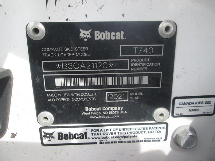 Used 2021 Bobcat T740 Skid Steer