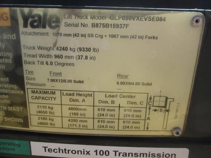 Used 2008 Yale GLP050 5,000lb Forklift