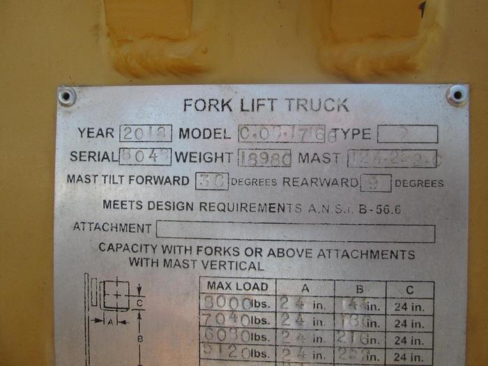 Used 2018 Master Craft MC-08 Rough Terrain Forklift
