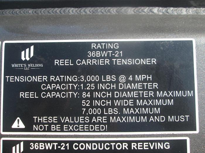 Used 2022 White's Welding 36" Bull Wheel Trailer