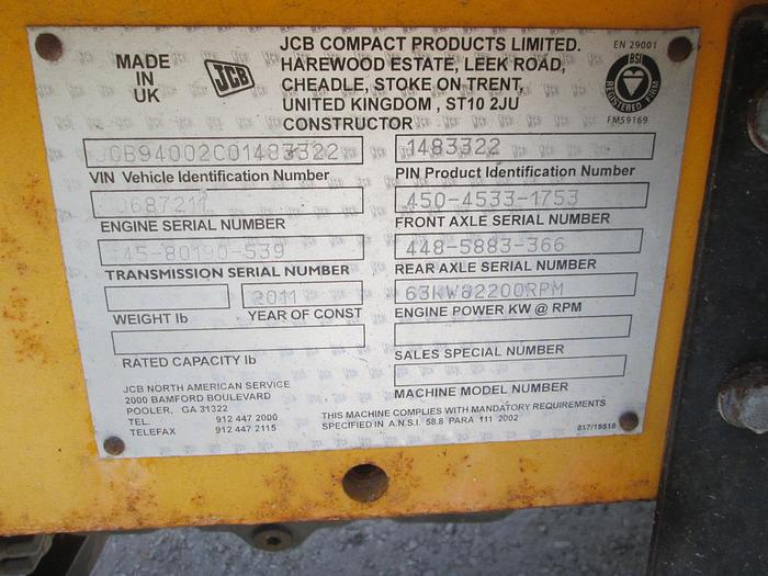 Used 2011 JCB 940 Rough Terrain Forklift