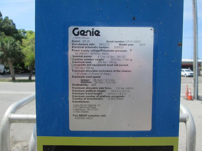 Used 2015 Genie GR-20 Runabout Manlift