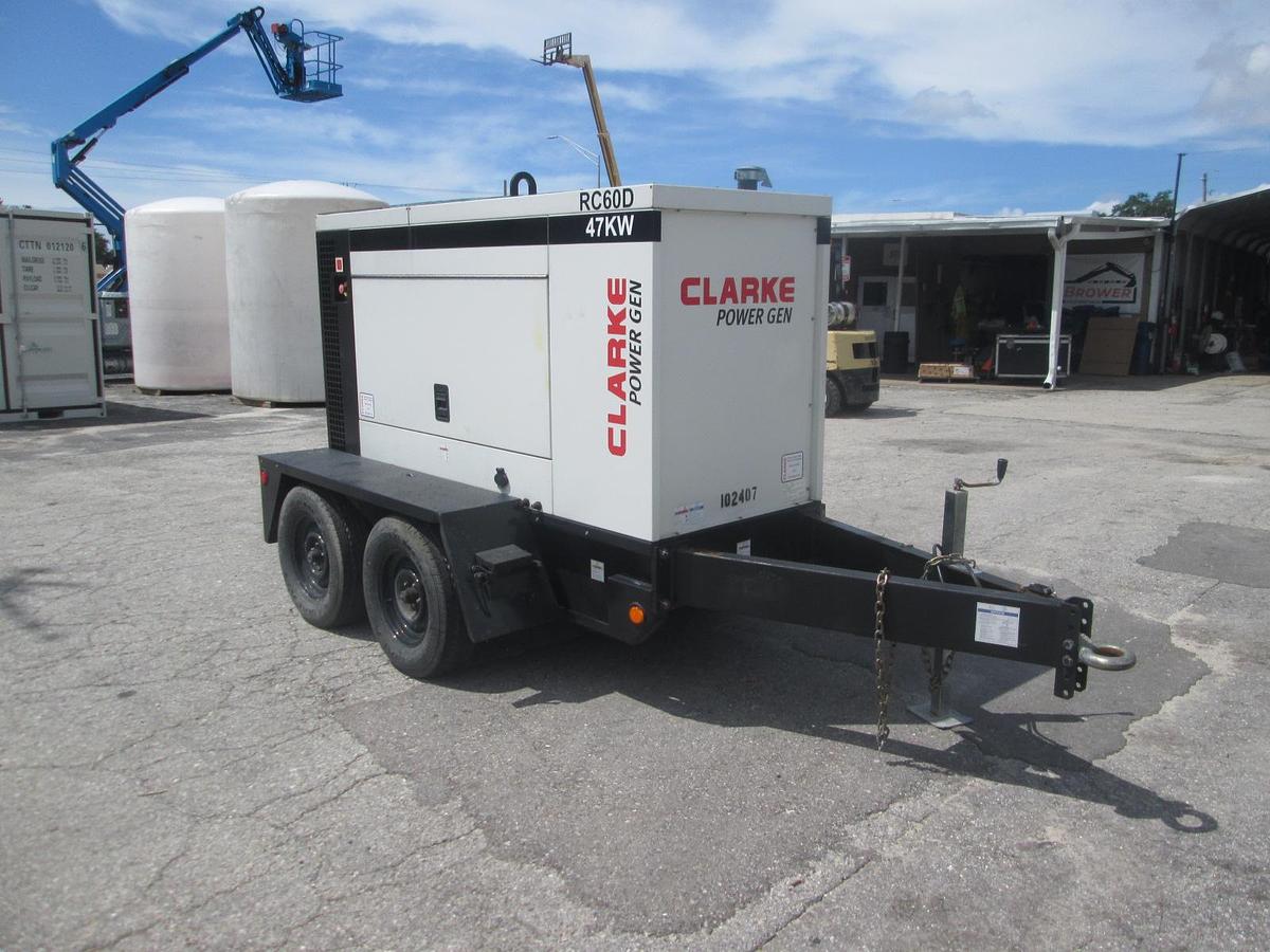 Used 2015 Clarke 47KW Trailer Mounted Generator
