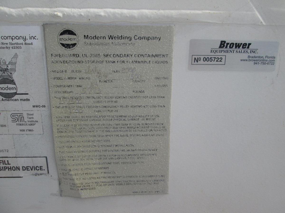 Used 1500 Gallon Modern Fireguard Fuel Tank