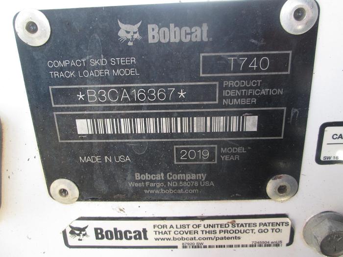 Used 2019 Bobcat T740 Skid Steer