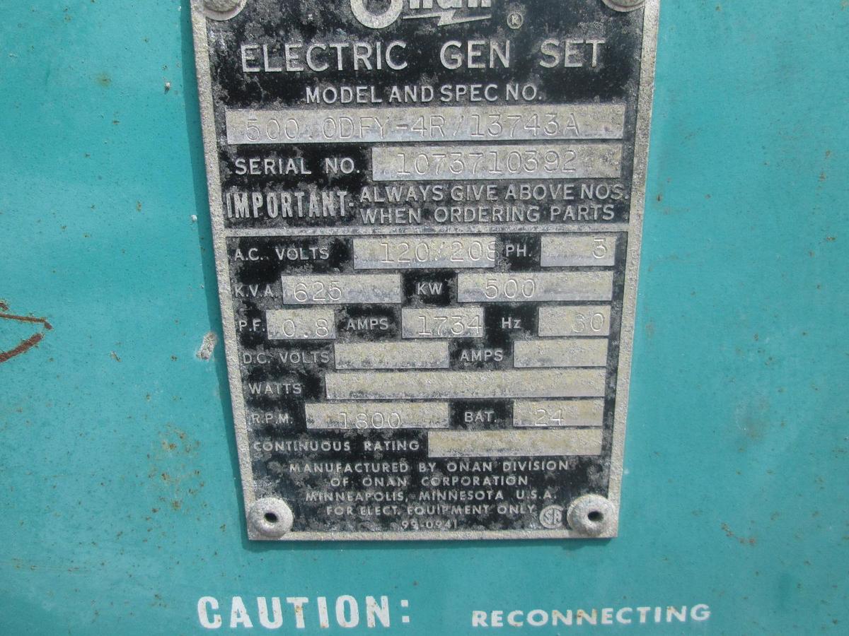 Used 500KW Cummins Onan Standby 