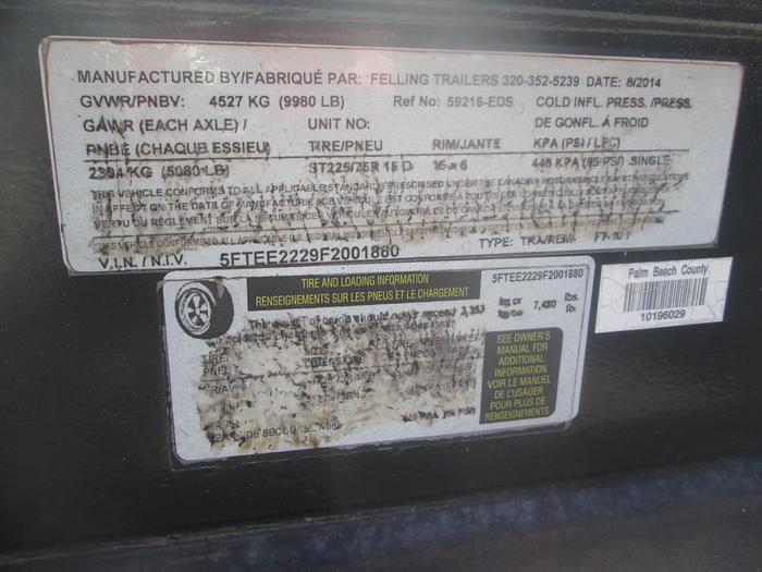 Used 2014 Felling Equipment Trailer