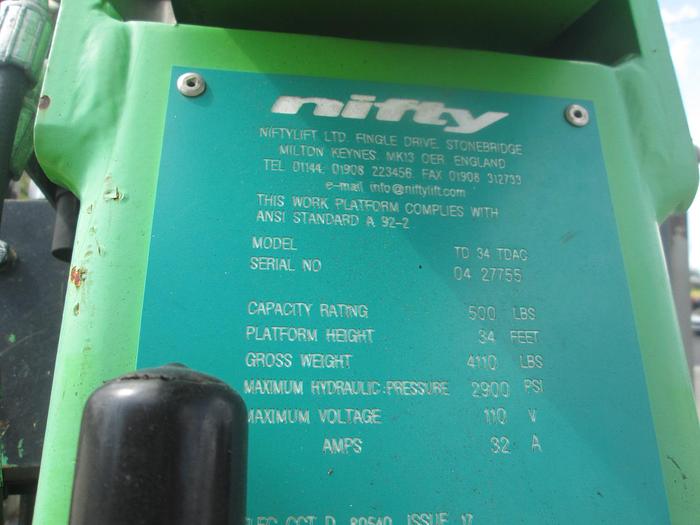 Used Nifty Td34T Drive-able Manlift