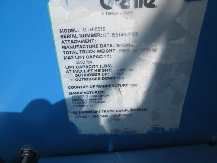 Used 2014 Genie 5519 Telehandler