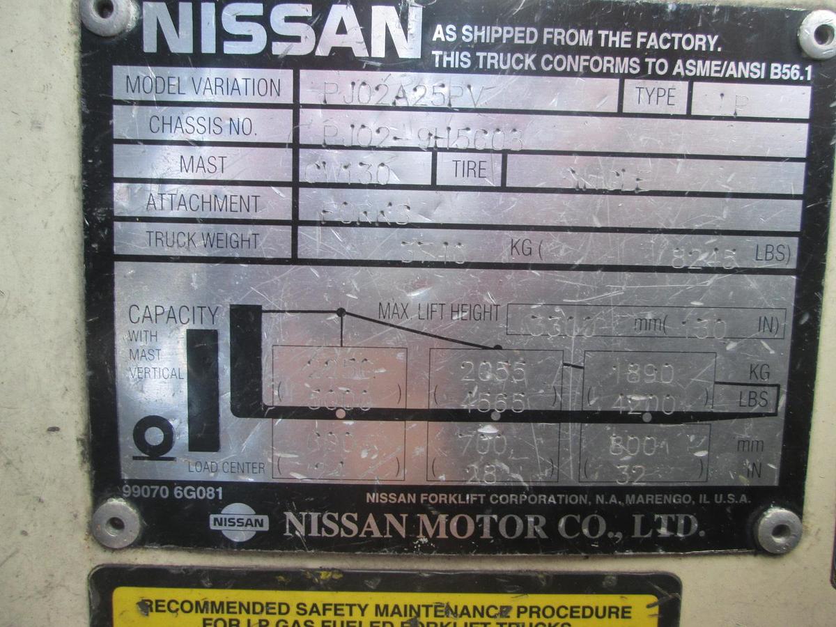 Used Nissan 5k LB Pneumatic Forklift
