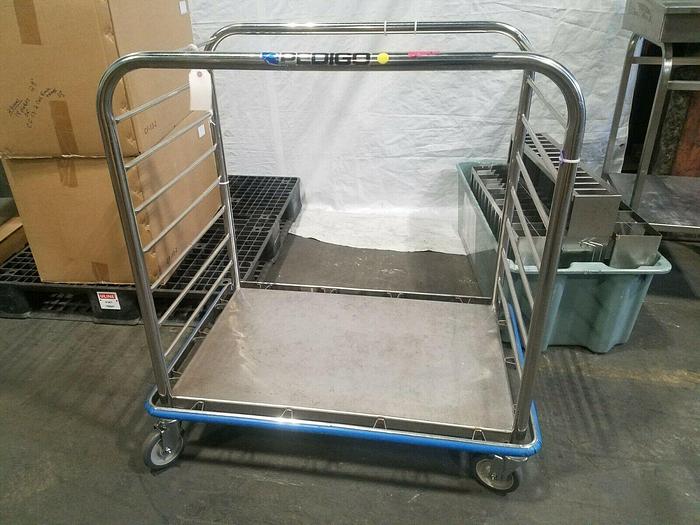 Used Pedigo Stainless Steel Rolling Cart Rack clean room 34" x 22" Heavy Duty Pharma
